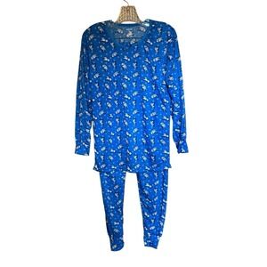 Mayfair Junior Ladies 1XL Blue Butterfly Print Long Sleeve Pajama Set READ